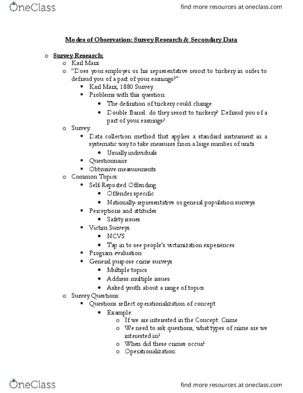 CRIM 220 Lecture Notes - Lecture 10: Program Evaluation, Operationalization, Research Question thumbnail