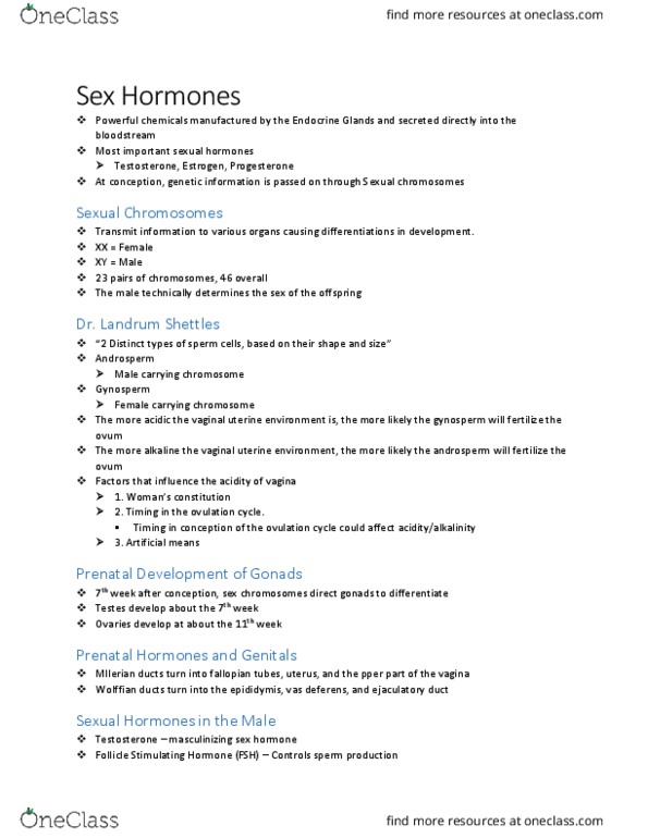 PSY 228 Lecture Notes - Lecture 4: Ejaculatory Duct, Follicle-Stimulating Hormone, Vas Deferens thumbnail