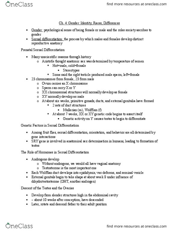 PSYC 134 Chapter Notes - Chapter 4: Vas Deferens, Seminal Vesicle, Sexual Differentiation thumbnail