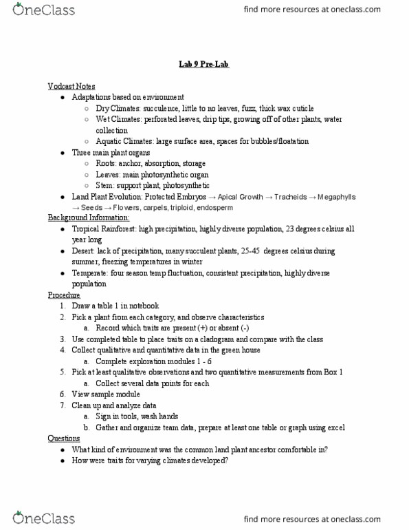 BIO 204 Lecture Notes - Lecture 9: Podcast, Succulent Plant, Endosperm thumbnail