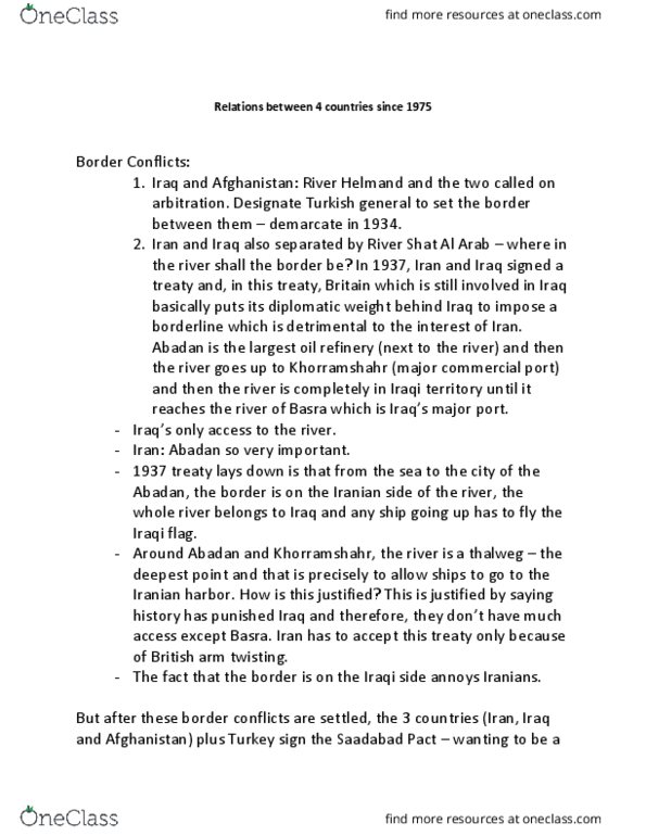 CAS IR 573 Lecture Notes - Lecture 41: Treaty Of Saadabad, Thalweg, Aschat Sc thumbnail