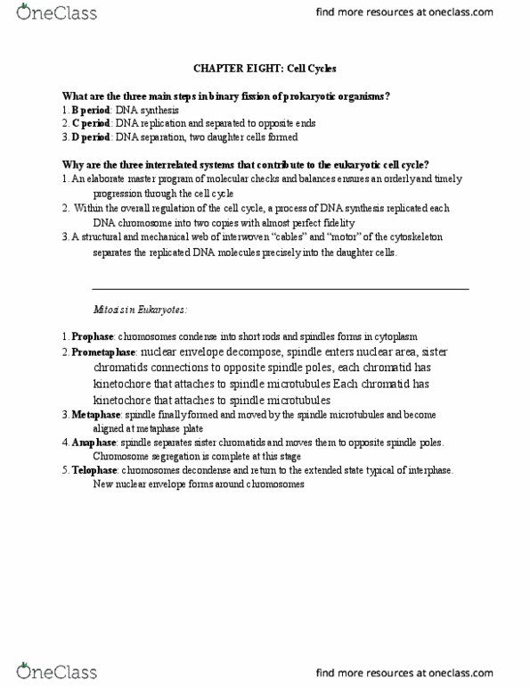 BIOL 1000 Chapter Notes - Chapter 8.5: Sister Chromatids, Nuclear Membrane, Chromosome Segregation thumbnail