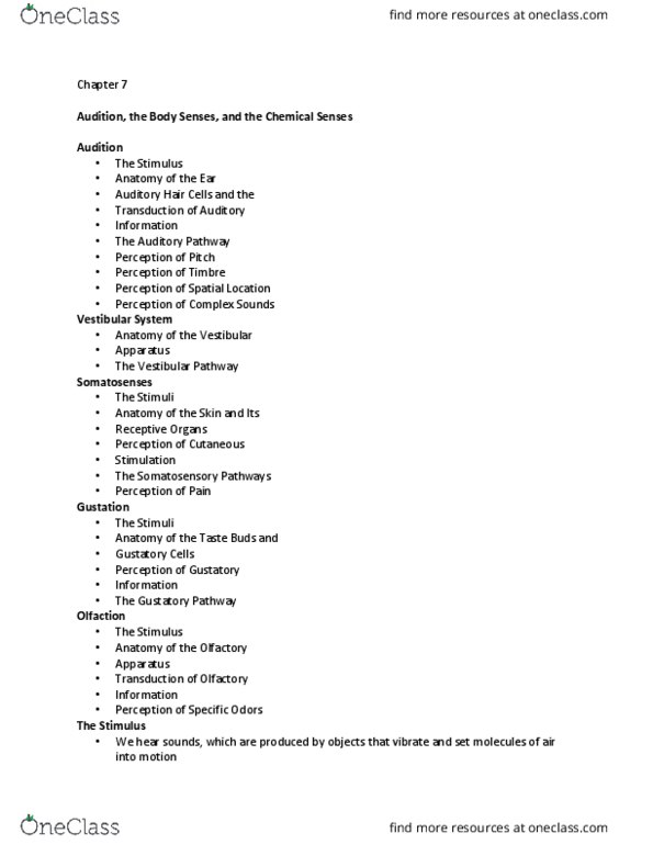 PSYC 3341 Chapter Notes - Chapter 7: Vestibular System, Olfaction, Vestibular Duct thumbnail