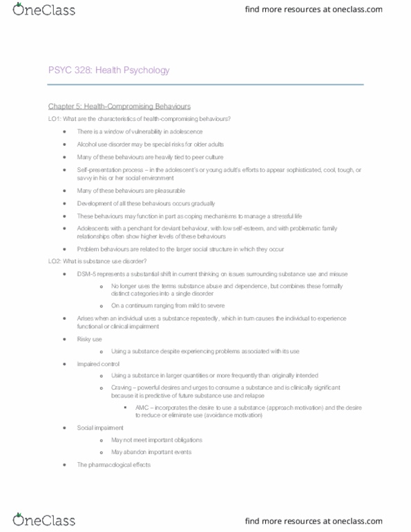 PSYC 328 Chapter Notes - Chapter 5: Liquid Oxygen, Dsm-5, Stress Management thumbnail