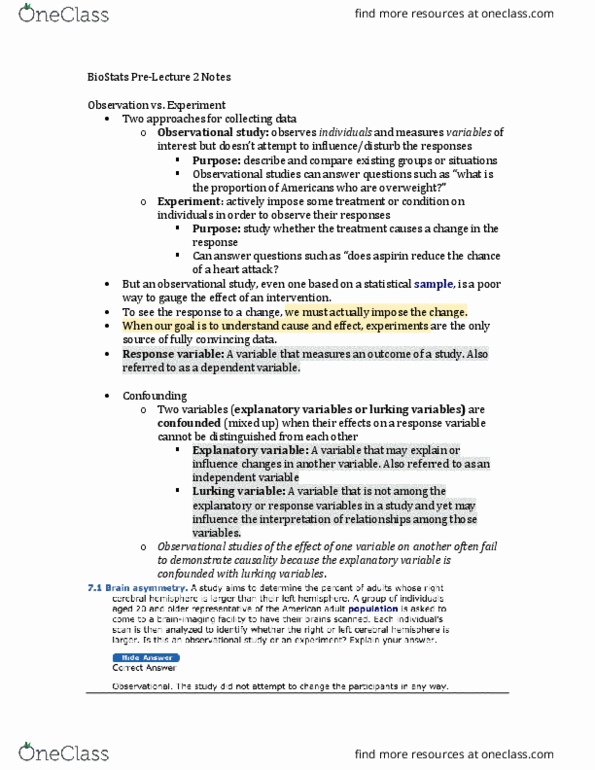 Biology 2244A/B Lecture Notes - Lecture 2: Observational Study, Confounding, Aspirin thumbnail