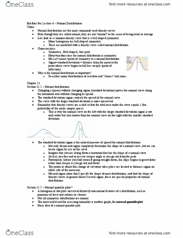 Biology 2244A/B Lecture Notes - Lecture 6: Standard Deviation, Normal Distribution, Sampling Distribution thumbnail