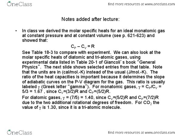 PHY-0002 Lecture Notes - Triatomic Molecule, Waste Heat, Thermodynamics thumbnail