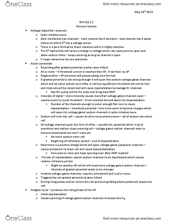 BIO310H5 Lecture Notes - Lecture 3: Axon Hillock, Alpha Helix, Threshold Potential thumbnail