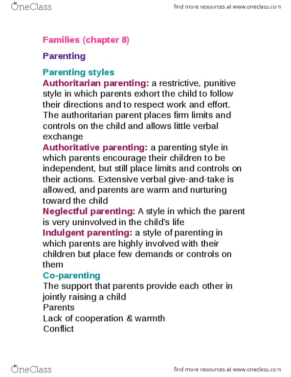 PSYO 2090 Chapter Notes - Chapter 8: Sibling Rivalry, Birth Order, Parenting Styles thumbnail
