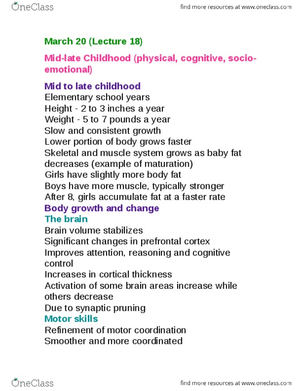 PSYO 2090 Lecture Notes - Intellectual Disability, Learning Disability, Synaptic Pruning thumbnail