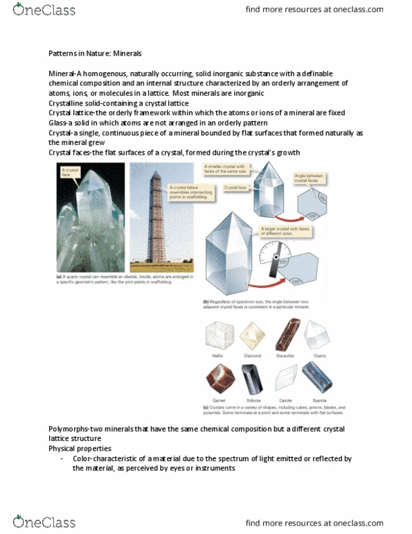 EAPS 11600 Chapter Notes - Chapter 3: Scalea, Gemstone, Specific Gravity thumbnail