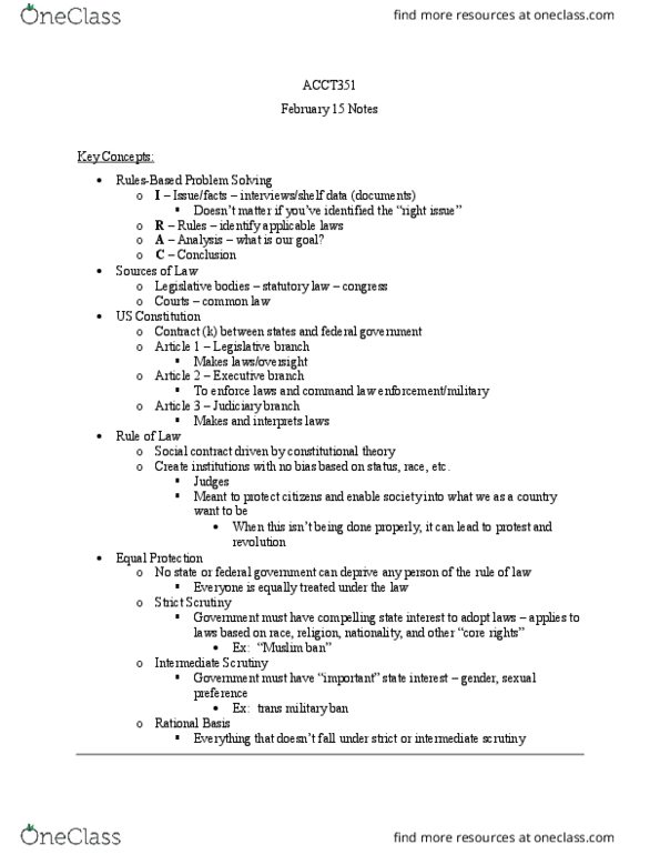 ACCT351 Lecture Notes - Lecture 2: Intermediate Scrutiny, Social Contract, Robert Mueller thumbnail