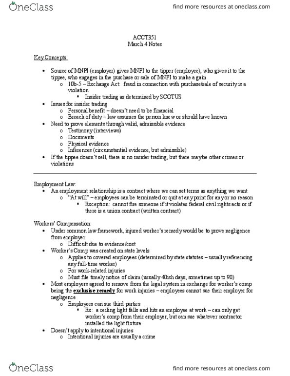 ACCT351 Lecture Notes - Lecture 5: Insider Trading, Fair Labor Standards Act thumbnail