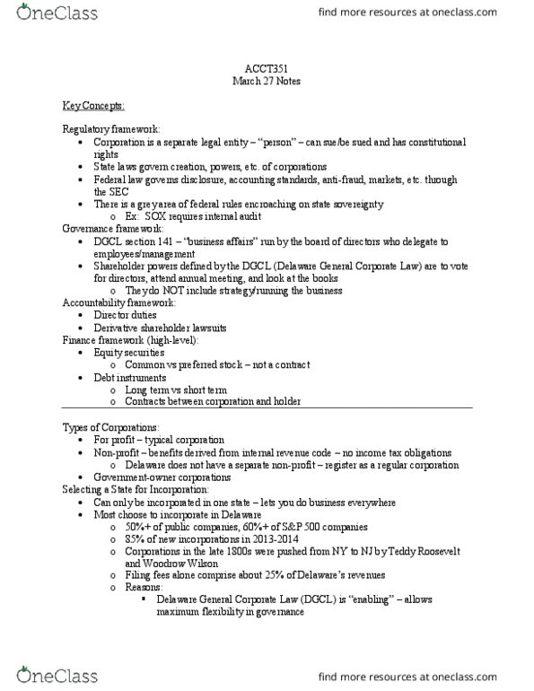 ACCT351 Lecture Notes - Lecture 11: Internal Revenue Code, Delaware General Corporation Law, Theodore Roosevelt thumbnail