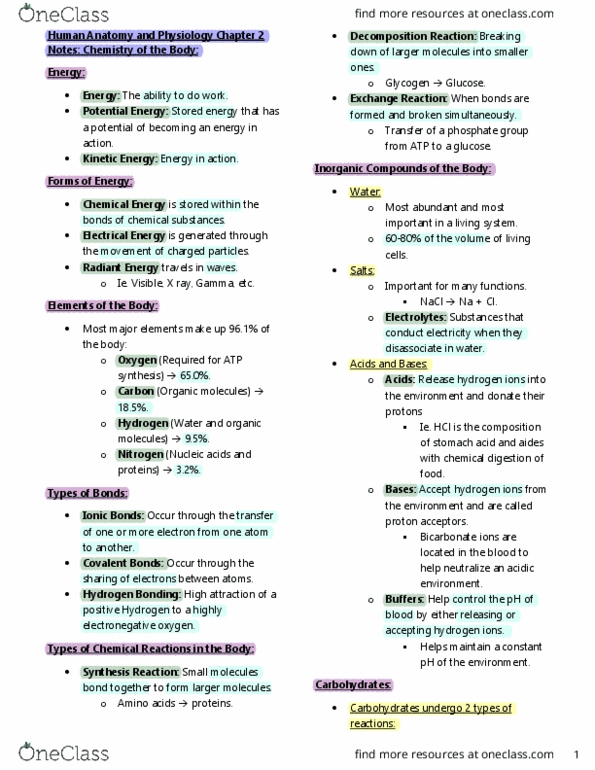 BLG 10A/B Chapter Notes - Chapter 2: Blood Pressure, Adenosine, Peptide thumbnail