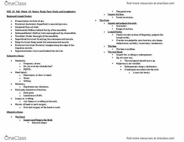 NSE 13A/B Lecture Notes - Lecture 10: Sternocleidomastoid Muscle, Thyroid, Trapezius Muscle thumbnail