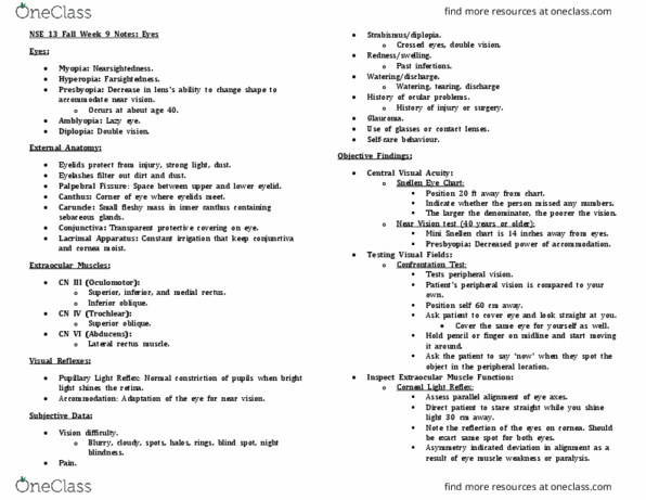 NSE 13A/B Lecture Notes - Lecture 9: Lateral Rectus Muscle, Snellen Chart, Extraocular Muscles thumbnail