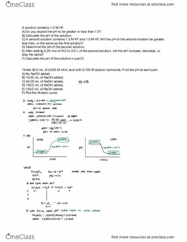 CHE 2B Lecture Notes - Lecture 15: Titration Curve, Acid Dissociation Constant cover image