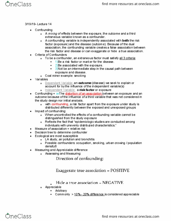 SAR HS 300 Lecture Notes - Lecture 14: Confounding, Relative Risk, Bronchitis thumbnail