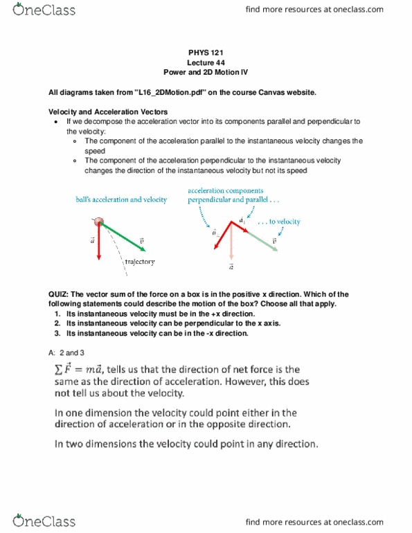PHYS 121 Lecture Notes - Lecture 44: Euclidean Vector thumbnail