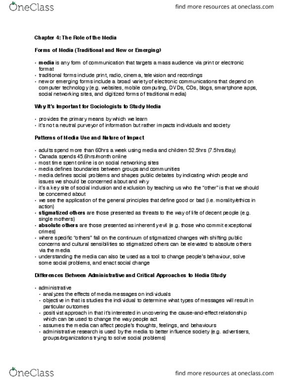 Sociology 2259 Chapter Notes - Chapter 4: Mobile Computing, Differential Association, Media Consumption thumbnail