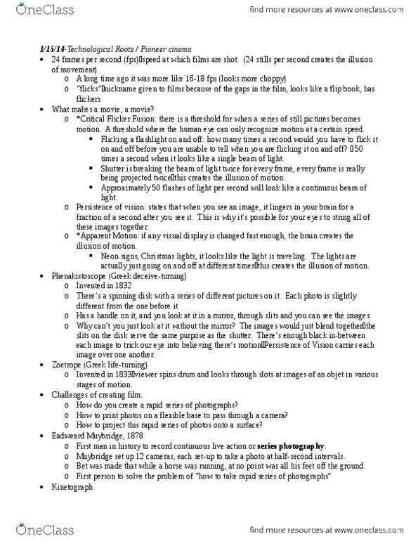 FILM2202 Lecture Notes - Camera Angle, Zoom Lens, Crane Shot thumbnail