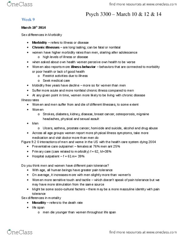 PSYC 3300 Lecture Notes - Cerebrovascular Disease, Prostate Cancer, Cardiovascular Disease thumbnail