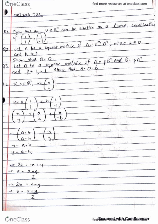 MAT223H5 Chapter 2: mat223 - tutorial questions thumbnail