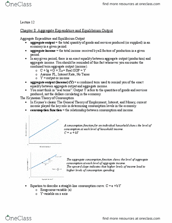 01:220:103 Lecture Notes - Lecture 12: Consumption Function, Exogeny, Expenditure Function thumbnail
