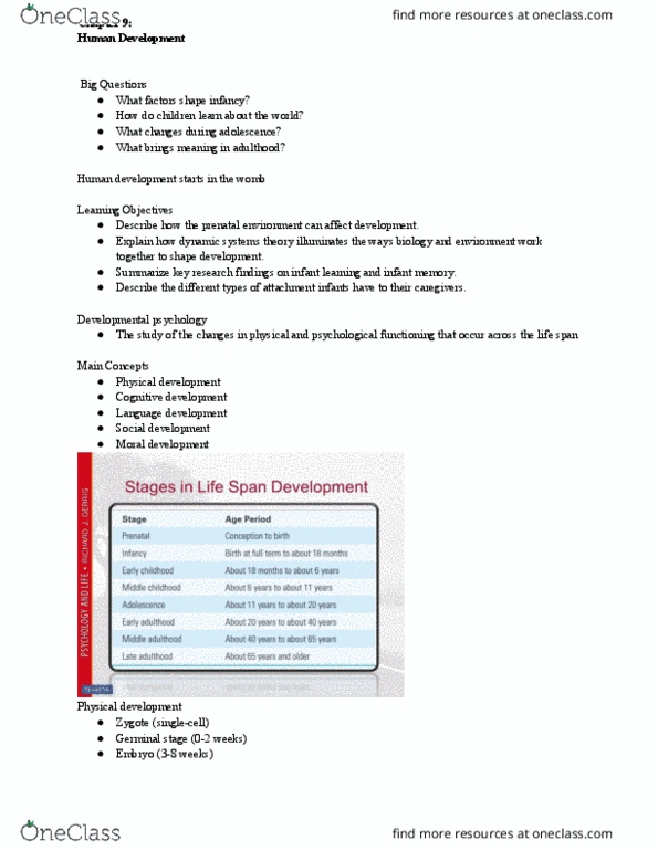 PSY 201 Lecture Notes - Lecture 9: Moral Development, Language Development, Social Change thumbnail