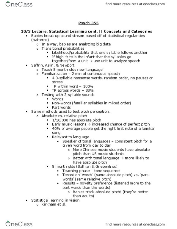 PSYCH 355 Lecture Notes - Lecture 8: Absolute Pitch, Relative Pitch, Early Music thumbnail