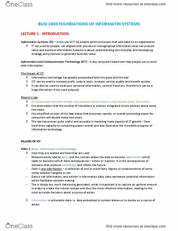 BUSI 2400 Lecture Notes - Lecture 1: 18 Months, Opportunity Cost, Ultimate Human thumbnail