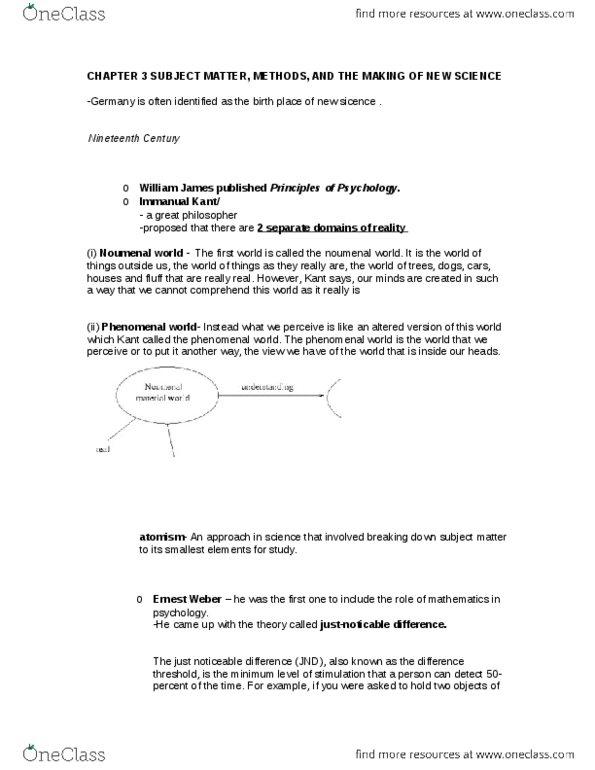 PSYC 3125 Chapter Notes - Chapter 3: Gustav Fechner, Noumenon, Wilhelm Wundt thumbnail