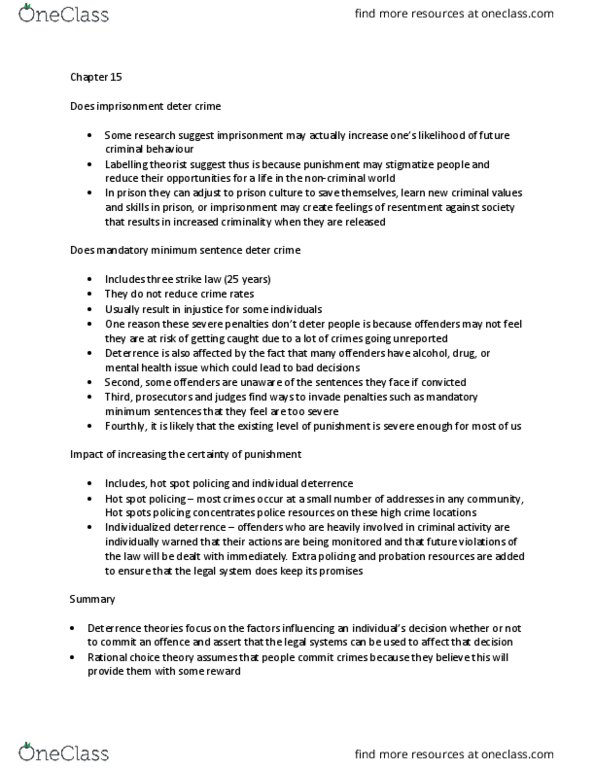 CRIM 1650 Lecture Notes - Lecture 4: Mandatory Sentencing thumbnail