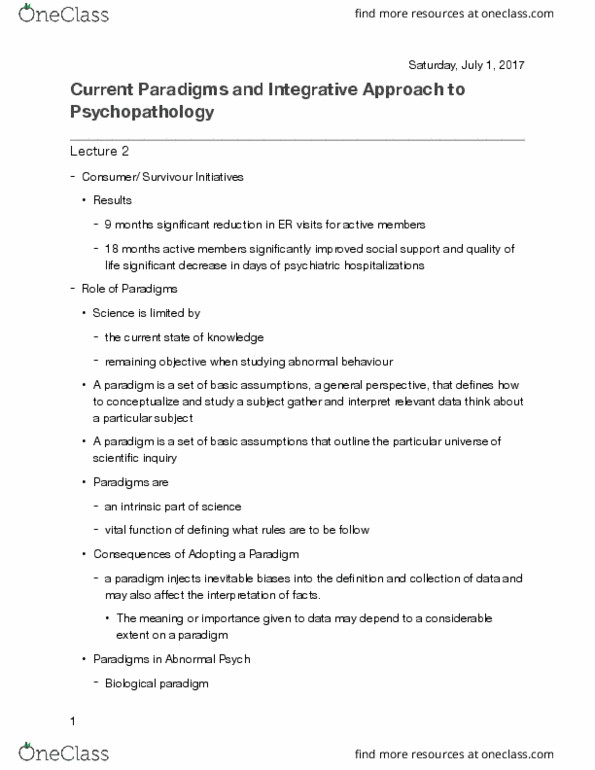 PSYC 3140 Lecture Notes - Lecture 2: 18 Months, Psychopathology, Psych thumbnail