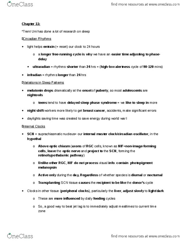 PSY100H1 Chapter Notes - Chapter 11: Delta Wave, Fatal Familial Insomnia, Brainstem thumbnail