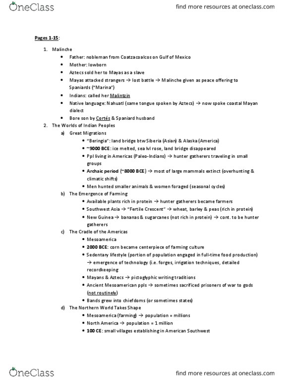 HIS 103 Chapter Notes - Chapter Textbook Pages 1-15: Fertile Crescent, Sedentary Lifestyle, Paleo-Indians thumbnail