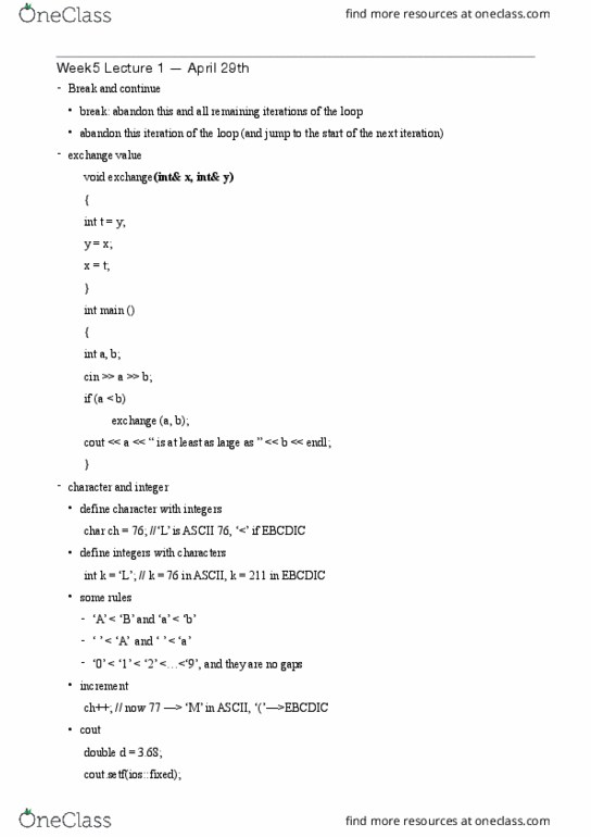 COM SCI 31 Lecture Notes - Lecture 9: Ebcdic thumbnail