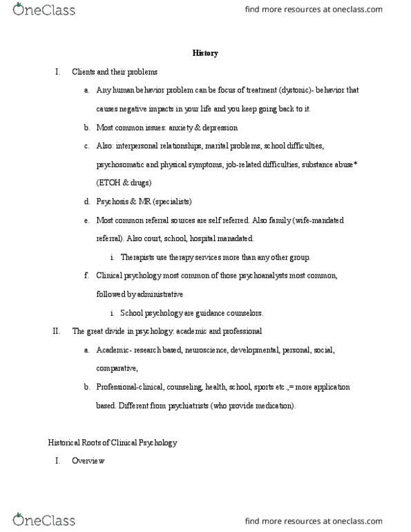CAS PS 473 Lecture Notes - Lecture 2: School Psychology, Clinical Psychology, Factor Analysis thumbnail
