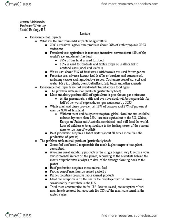 SOCECOL E8 Lecture Notes - Lecture 18: Red Meat, Wicket-Keeper, Pesticide thumbnail