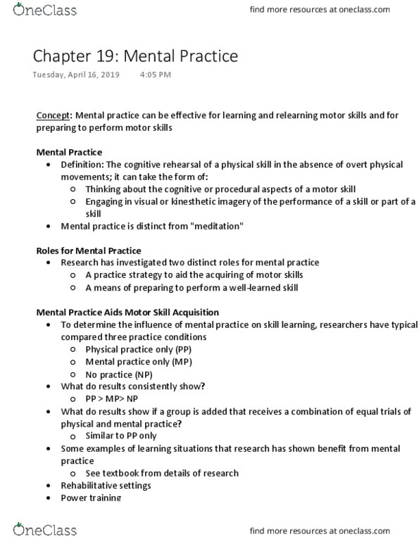 01:377:310 Lecture Notes - Lecture 19: Motor Skill thumbnail