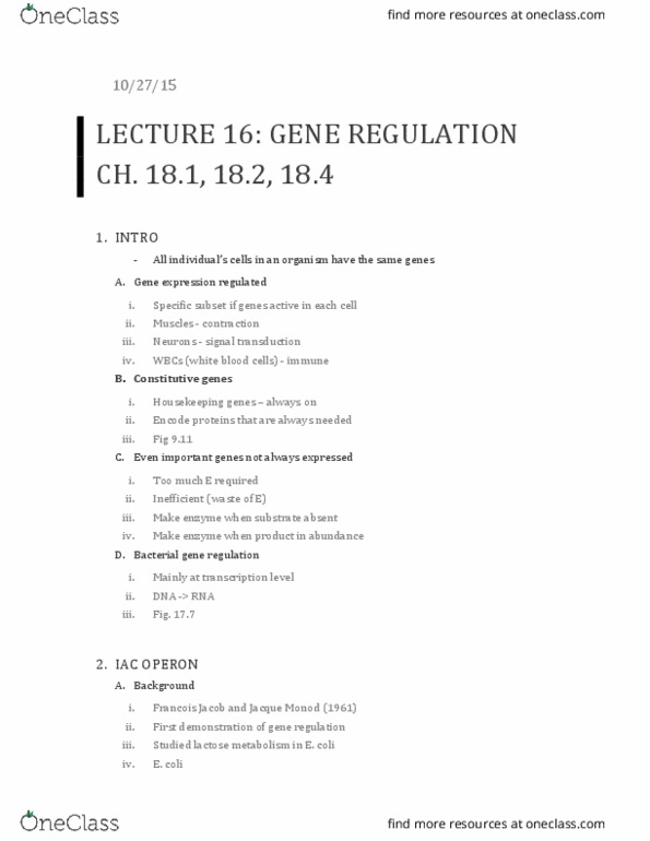 01:119:115 Lecture Notes - Lecture 16: Signal Transduction, Gene Expression, Operon thumbnail