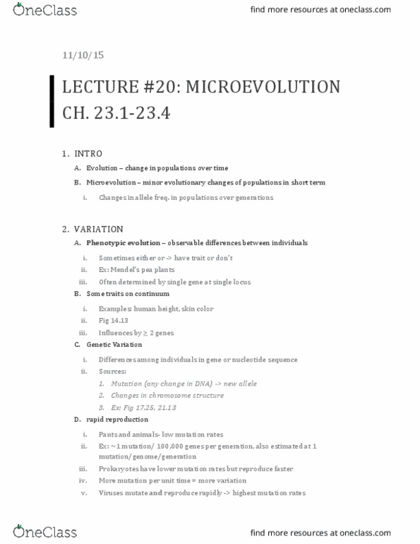 01:119:115 Lecture Notes - Lecture 20: Human Height, Microevolution, Population Genetics thumbnail