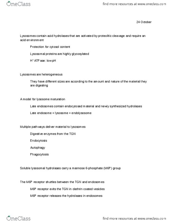 LIFE 210 Lecture Notes - Pinocytosis, Senescence, Clathrin thumbnail