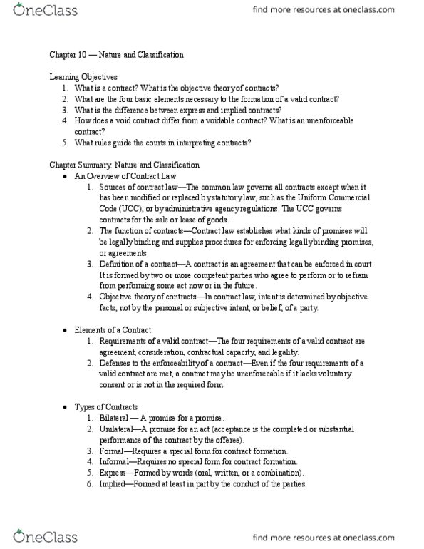 MGT 2106 Chapter Notes - Chapter 10: Plain Meaning Rule, Quasi-Contract thumbnail