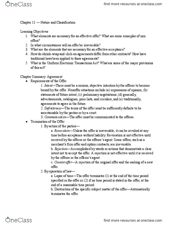 MGT 2106 Chapter Notes - Chapter 11: Shrink Wrap, Electronic Signatures In Global And National Commerce Act, Uniform Electronic Transactions Act thumbnail
