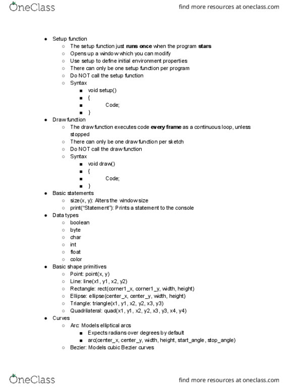 C S 324E Lecture Notes - Lecture 1: Color Basic, Ellipse thumbnail