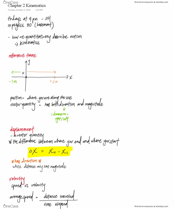 PHY 1A Lecture 2: Chapter 2 Kinematics thumbnail