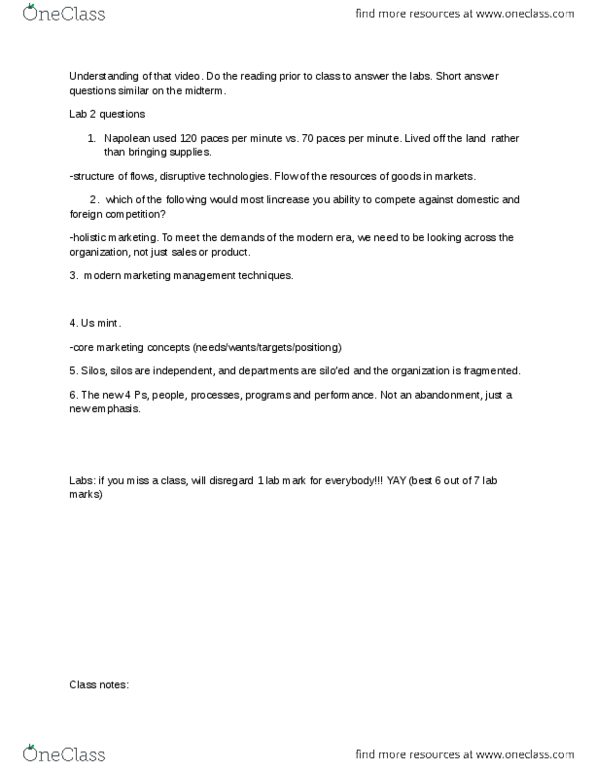 MKT 702 Lecture Notes - Swot Analysis, Dollarama, Organizational Culture thumbnail