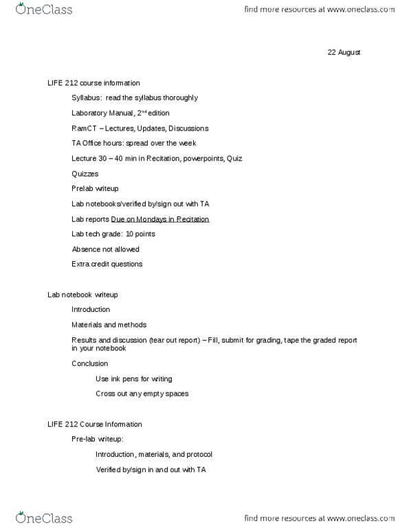 LIFE 212 Lecture Notes - Lab Notebook, Horse Length, Molar Concentration thumbnail